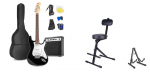 MAX GigKitMEGA elektrinės gitaros rinkinys juoda gitaros kėdutė, universalus gitaros stovas