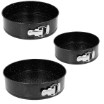 Granitinės kepimo formos, 3 vnt., 24/26/28 cm, juodos