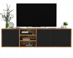 Pakabinama TV Meble Lindner Baldai Ąžuolas Wotan Juoda Matinė 150 cm, 150 x 39 x 35