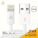 D8 MFi Sertifikuotas Lightning Laidas - Greitas Įkrovimas, Baltas