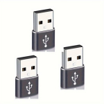 USB į USB-C adapteris 3 vnt., 3 vnt pilkos spalvos