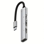 4-in-1 Type-C i&scaron;plėtimo dokas su USB/USB C. ,  Sidabrinis