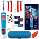 ORAL-B VITALITY D103 SPIDERMAN + 4 Zip antgaliai, dangtelis, spaustukas, dantų krap&scaron;tukai, dėklas