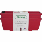 RIVIERA EVA flower box - Set of 2 planters - Plastic - 57 cm - Red