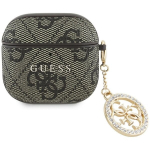 Guess 4g Script dėklas su pakabuku Airpods 4 - rudas