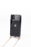 Evelatus iPhone 11 Pro Max Silicone TPU Transparent with Necklace Strap Gold