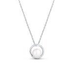 JwL Luxury Pearls Subtilus karoliai su cirkoniais ir tikru perlu JL0833 (grandinė, pakabukas)