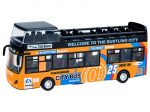Žaislinis metalinis turistinis autobusas Die-Cast, oranžinis
