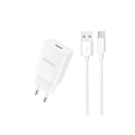 Įkroviklis USB-A 2.1A su USB-A - USB-C kabeliu, baltas