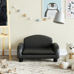 Vaiki&scaron;ka sofa, juodos spalvos, 50x40x30 cm, dirbtinė oda