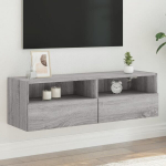 Sieninė tv spintelė, pilka ąžuolo, 100x30x30cm, mediena