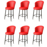 Baro kėdės rinkinys (6 vienetai) Uras - Red, Black