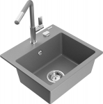Granitinė virtuvinė plautuvė Mexen Milo su mai&scaron;ytuvu ir sifonu, Grey/Grey/Chrome