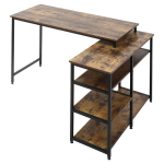 Kampinis stalas Kampinis stalas Kompiuterio stalas Kompiuterio stalas Biuro stalas Lentynos Stalčius L formos Medžio drožlių plok&scaron;tė Metalas Rustikalios rudos spalvos 135 x 90 x 79 cm