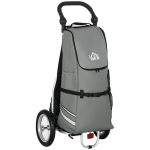 HOMCOM Krovininė priekaba ir pirkinių vežimėlis 2 in 1 Dviračių priekaboms, su jungiamaisiais spaustukais, 24.3kg, 55L, Alu+Oxford, Pilka+Sidabrinė, 53x43x110cm