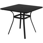 Outsunny sodo stalas valgomojo stalas skėčio skylė kvadratinis balkono stalas 4 asmenims kojų padas iki 70 kg terasa plienas juodas 80x80x76cm