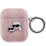 &bdquo;AirPods dėklas - Karl Lagerfeld - Monogram Karl & Choupette - Silikonas - Rožinė - 1/2 karta&ldquo;