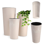 3x gėlių vazonų sodintuvo įdėklo rinkinys gėlių stovas auk&scaron;tas sodas smėlio spalvos 57 cm