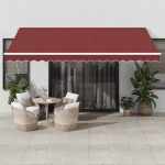 Automatinė i&scaron;traukiama markizė su led, bordo spalvos, 450x300cm