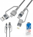 Kabelis stiprus greitas 4in1 usb-a usb-c žaibo greitas įkrovimas 65w