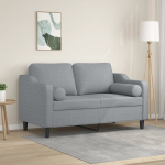 Dvivietė sofa su pagalvėlėmis, &scaron;viesiai pilka, 120cm, audinys