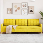Trivietė sofa, &scaron;viesiai geltonos spalvos, 180cm, audinys