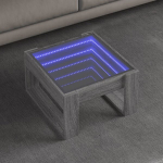 Kavos staliukas su infinity led lemputėmis, pilkas, 50x53x30cm
