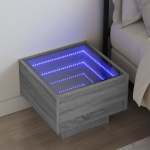 Naktinis staliukas su infinity led, pilkas ąžuolo, 40x40x30cm
