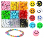 Akrilinių karoliukų Emoji Smiley rinkinys apyrankių gamybai, 180 vnt.