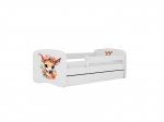 Vaiki&scaron;ka lova be čiužinio, su stalčiumi Kocot Kids BabyDreams White bambi, 180x80 cm, balta