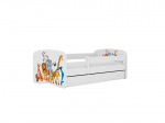 Vaiki&scaron;ka lova be čiužinio, su stalčiumi Kocot Kids BabyDreams White animals, 180x80 cm, balta