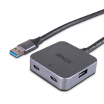 USB Hub - LINDY USB 3.0 Hub, 4 Prievadai, 5 m, Juodas, Juodas