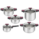 Tefal Cook&clip puodų rinkinys 10 vnt. su dangčiais, indukcija