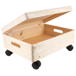Didelė natūralaus medžio bagažinė su ratukais, lengvai transportuojama dėžė 40x30x14cm Creative Deco