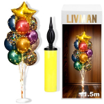 Balionų stovas LIVMAN LX-01 su 13 balionų, LED lemputėmis ir baliono pripūtimo pompa, 1,5 m