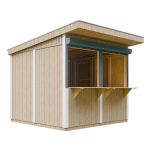 Premium kokybės medinis prekybinis kioskas Timbela M950, H240x248x305 cm, su dažų rinkiniu TERRA BROWN