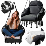 Pakabinamas fotelis su pagalve Chill&Thrill, 80x60x42 cm, juodas