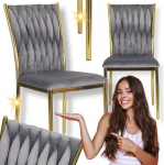 Pinta glamour veliūrinė apmu&scaron;alu kėdė DAN, pilka, valgomajam ir svetainei