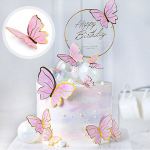 Aplikacijos, dekoracijos, lipdukai, drugelių tortų apmu&scaron;alai &ndash; įvairių spalvų mergaičių gimtadienio dekoravimui,