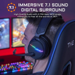 The G-lab Korp Thallium žaidimų ausinės, Usb 7.1 Digital Surround Headset ausinės žaidėjams, triuk&scaron;mo mažinimo mikrofonas, Led Rgb, suderinamos su Pc Ps4 Ps5 Mac (juodos)