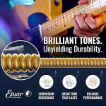 Elixir Strings 16550 nikeliu dengtos plieninės elektrinės gitaros stygos su Optiweb danga, 3 dalių rinkinys