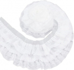 Benecreat 2.73 jardų 3 sluoksnių raukinių nėriniai, klostuotas apvadas, 130 mm pločio balto &scaron;ifono gėlių apvado juostelė vestuvių aplikacijoms, drabužiams, siuvimui, rankdarbiams, "pasidaryk pats" dekoravimui