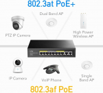 Cudy Gs1010pe 8 prievadų gigabitinis poe komutatorius, 120 W, 2 gigabitų uplink prievadai, 802.3at/af, plug and play