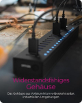 Icy Box usb &scaron;akotuvas (17 prievadų) 16x usb ir 1x usb įkrovimas, usb 3.2 gen 1 (5 gbit/s vienam prievadui), su 96 w maitinimo &scaron;altiniu, usb-a, aliuminis, ib-hub1717-u3