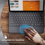 Cacoe bluetooth klaviatūros dėklas su jutikliniu kilimėliu, suderinamas su ipad pro 12.9 6th/5th/4th gen su magnetiniu plaukiojančiu stovu, multi-touch, 7 spalvų ap&scaron;vietimas, su tap-c laidu, juodas