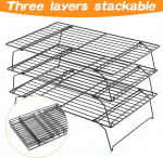 Tutamaz 3 pakopų au&scaron;inimo stovas, didelis stačiakampis au&scaron;inimo stovas, kepimo stovas kepimui, au&scaron;inimui, skrudinimui, kepimui ant grotelių, tortų au&scaron;intuvas keksiukams, picai, sausainiams, keksiukams, kepimui ant grotelių, suderinamas su orkaitės pa ...