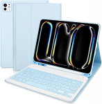 Tengwudz Klaviatūros dėklas, skirtas Ipad Pro 11 colių M4 2024, voki&scaron;kos klaviatūros dėklas, skirtas Ipad Pro 11 M4 su modeliu A2836/a2837/a3006, pie&scaron;tuko laikiklis, nuimama belaidė klaviatūra, skirta Ipad, mėlyna