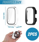 2 apsauginių dėklų rinkinys, skirtas xiaomi redmi watch 3 active, ekrano apsauga, apsauga nuo įbrėžimų, tpu dėklas su įmontuota apsaugine plėvele, visapusi&scaron;ka apsauga (skaidrus + juodas)