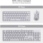 Redragon K630 Dragonborn 60% laidinė rgb žaidimų klaviatūra, 61 klavi&scaron;o kompakti&scaron;ka mechaninė klaviatūra su rudais taktiliniais jungikliais, profesionalus tvarkyklių palaikymas, balta