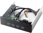 Cy usb 3.0 4 portų 5.25 colių priekinis metalinis usb &scaron;akotuvas su 15 kontaktų sata jungtimi